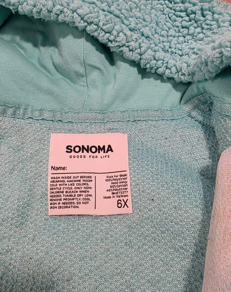 Jaqueta com zíper SONOMA feminina 6X azul-petróleo LOVE com capuz e bolsos - Imagem 3 de 3