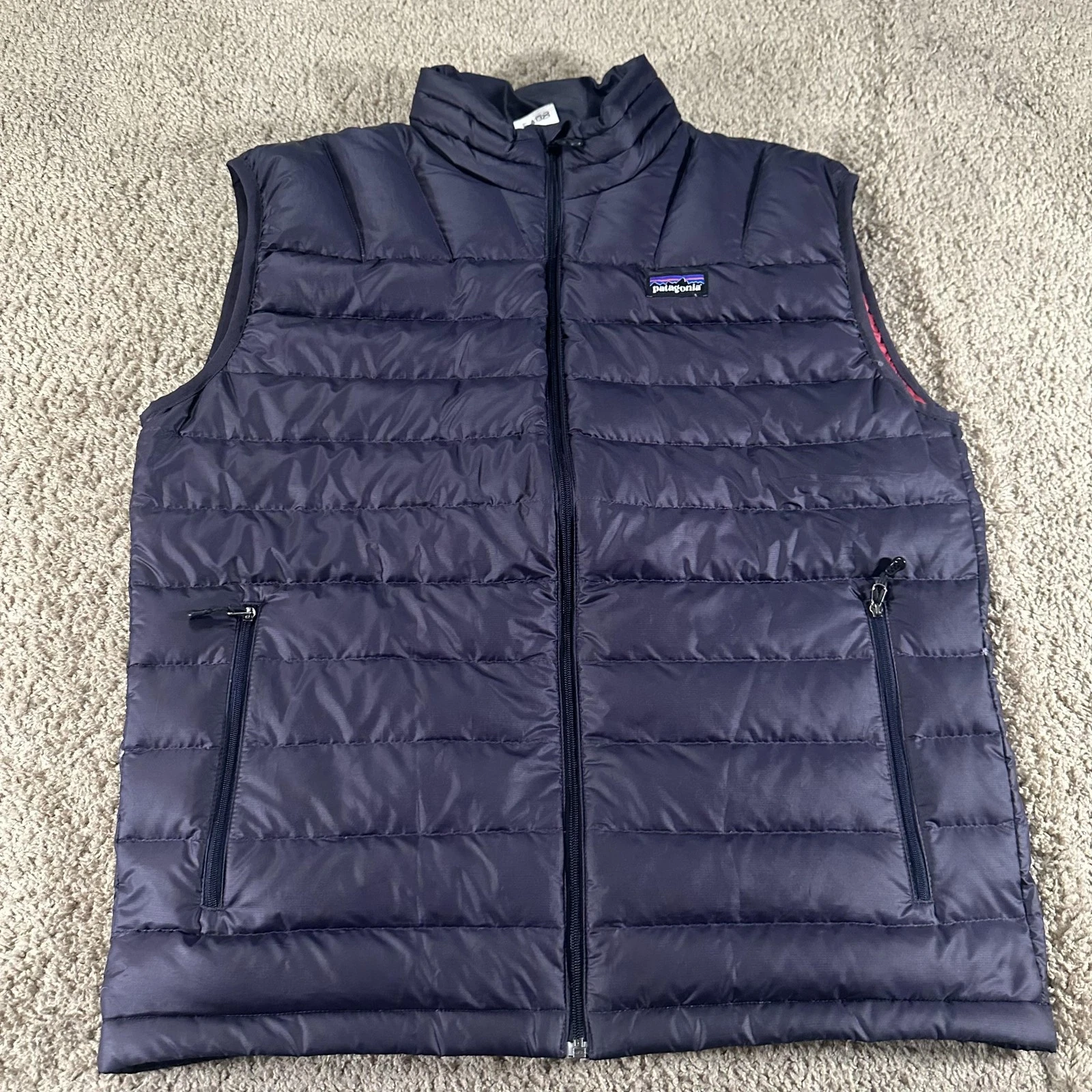 Patagonia Vest Mens Medium Blue Goose Down Sweater Full Zip Puffer Outdoor Warm
