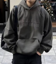 Fear Of God Essentials Authentic Off Black Fleece Hoodie Size Large 
