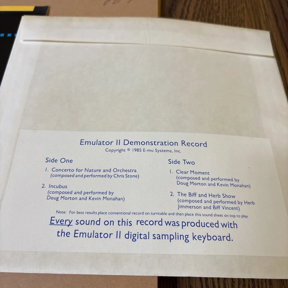 Antigo 1985 Emulador II Teclado de Amostragem Digital Polifônico Disco de Demonstração - Imagem 4 de 4