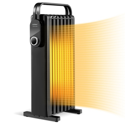 #ad 1500W Electric Space Heater Oil Filled Radiator Heater W Foldable Rack Black $55.99