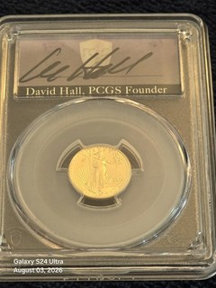 2017 AMERICAN SILVER EAGLE PCGS MS70 ACTUAL DAVID HALL SIGN FIRST STRIKE 10/10!