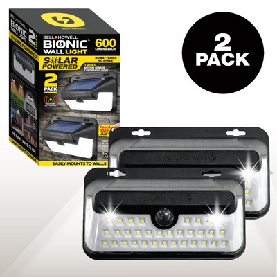 Bell + Howell Bionic Wall Light Outdoor Solar Powered 600 Lumen LED 2 Pack