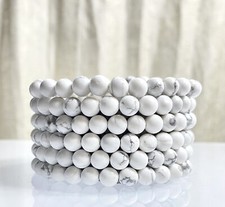 Wholesale Lot 6 Pcs Howlite 6mm 7.5 Crystal Healing Stretch Bracelet