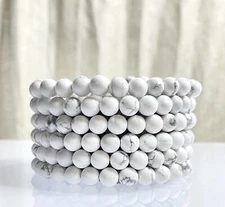 Wholesale Lot 6 Pcs Howlite 6mm 7.5” Crystal Healing Stretch Bracelet