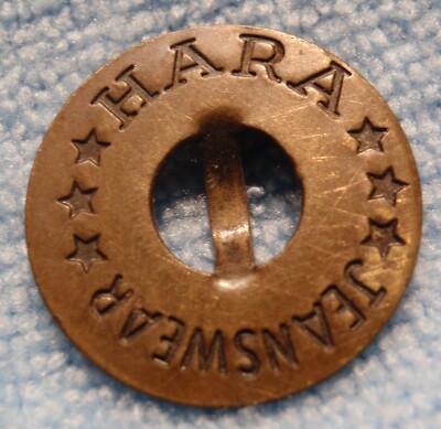 RARE! JEANSWEAR HARA THAILAND BUTTON from button fly denim jeans 1970-1980s 
