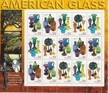 1999 33 cent American Glass full Sheet of 15, Scott #3325-3328, Mint NH