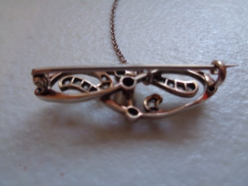 14kt Gold Edwardianische Diamant und Saphir Brosche 4,2gramm 4cm lang gebraucht. - Bild 4 von 24