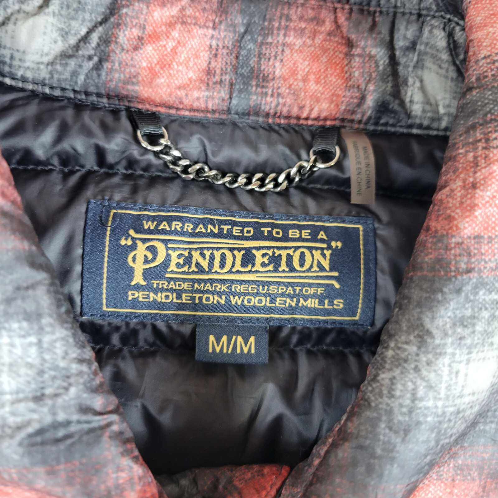 Pendleton Down Puffer Jacket Men M Red Black Buff… - image 6