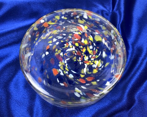 Vintage Handblown Art Glass Confetti Dish Bowl 4.25” Diameter - Picture 4 of 11