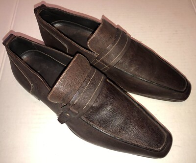 HUGO BOSS Pebbled Leather Stitch Accent Loafers Shoes Men's - Main Image