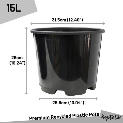 10x Premium Recycled Plastic Plant Pots 1L, 2L, 3L, 4L, 5x 10L, 15L, 3x20L Black - Picture 21 of 24