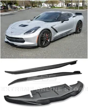 For 14-19 Corvette C7 Add-On Bottom Line Front Lip Splitter & Side Skirts Panel