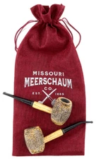 2 Tobacco Pipe Country Gentleman Missouri Meerschaum Corn Cob Gift Set - 5624