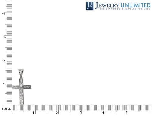 Men's 10K White Gold Puff Pave Genuine Diamond Cross Pendant 0.3 ct 1.5" - Afbeelding 5 van 5