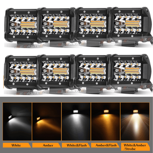 8x 4" Pulgadas Cubo Tirador Lateral LED Luz de Trabajo Barra Pod Blanco Ámbar Lámpara Estroboscópica SUV - Imagen 1 de 11