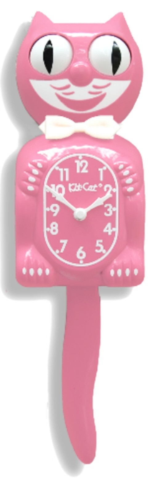 NEW PINK SATIN KIT CAT CLOCK MADE IN THE USA (WITH FREE BATTERIES) BC 53