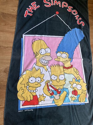 A La Carte Saydah The Simpsons 90 s Vintage Beach Bath Towel Bart Lisa Homer