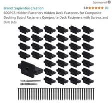 600 Hidden Fasteners Nylon Clips for Deck Fastening, Composite Decking Fasteners