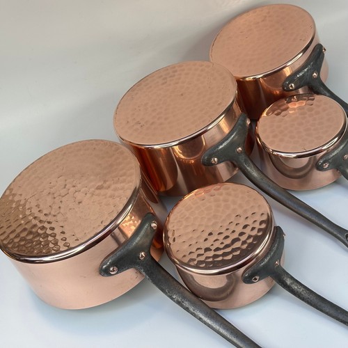 Vintage Kitchen Quality Set of 5 Heavy 6kg Copper Pans Stamped Gaor 50,Villedieu - Picture 2 of 24