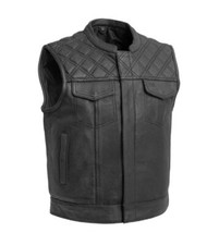 First Manufacturing Men's Club Style Leather Vest - Upside