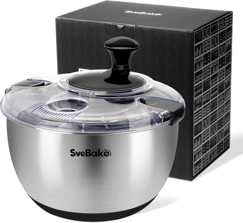 Stainless Steel Salad Spinner, 4.2 Qt Vegetable Washer, Bpa-Free Lettuce Dryer w - 第 7/7 張圖片