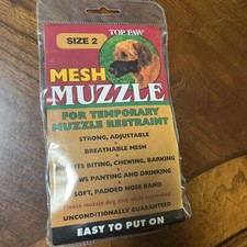 Top Paw Mesh Dog Muzzle Size 2 Black 1302 For 7-12 Lbs 4" Nose Circumference