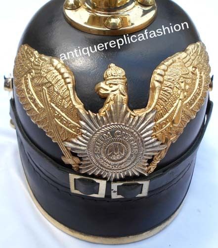 Deutscher Erster Weltkrieg Pickelhaube LEDER Helm lang Stachel Offiziersleder Halloween Geschenk - Bild 8 von 8