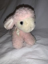 Vintage Eden 8 Plush Lamb Pink Sherpa Fleece Stuffed Animal Rattle Baby Toy