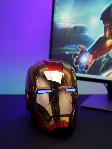 AUTOKING Iron Man 1:1 MK5 Helmet Wearable Voice-control Gold plated Special Ver. - Afbeelding 1 van 17