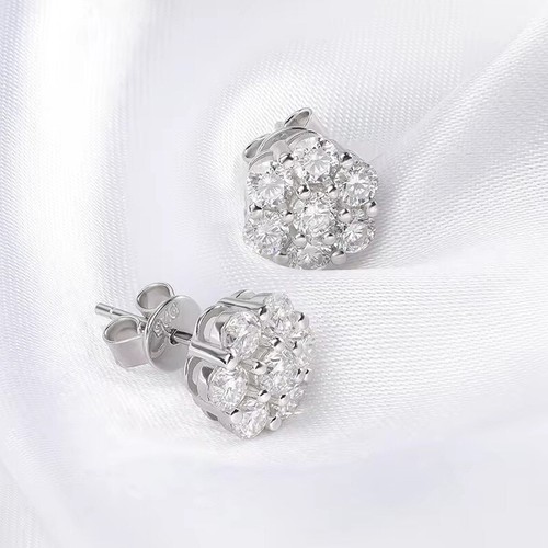 D Color VVS1 Moissanite Studs Cluster Flower Set Earrings Women S925 Silver GRA - Picture 6 of 14