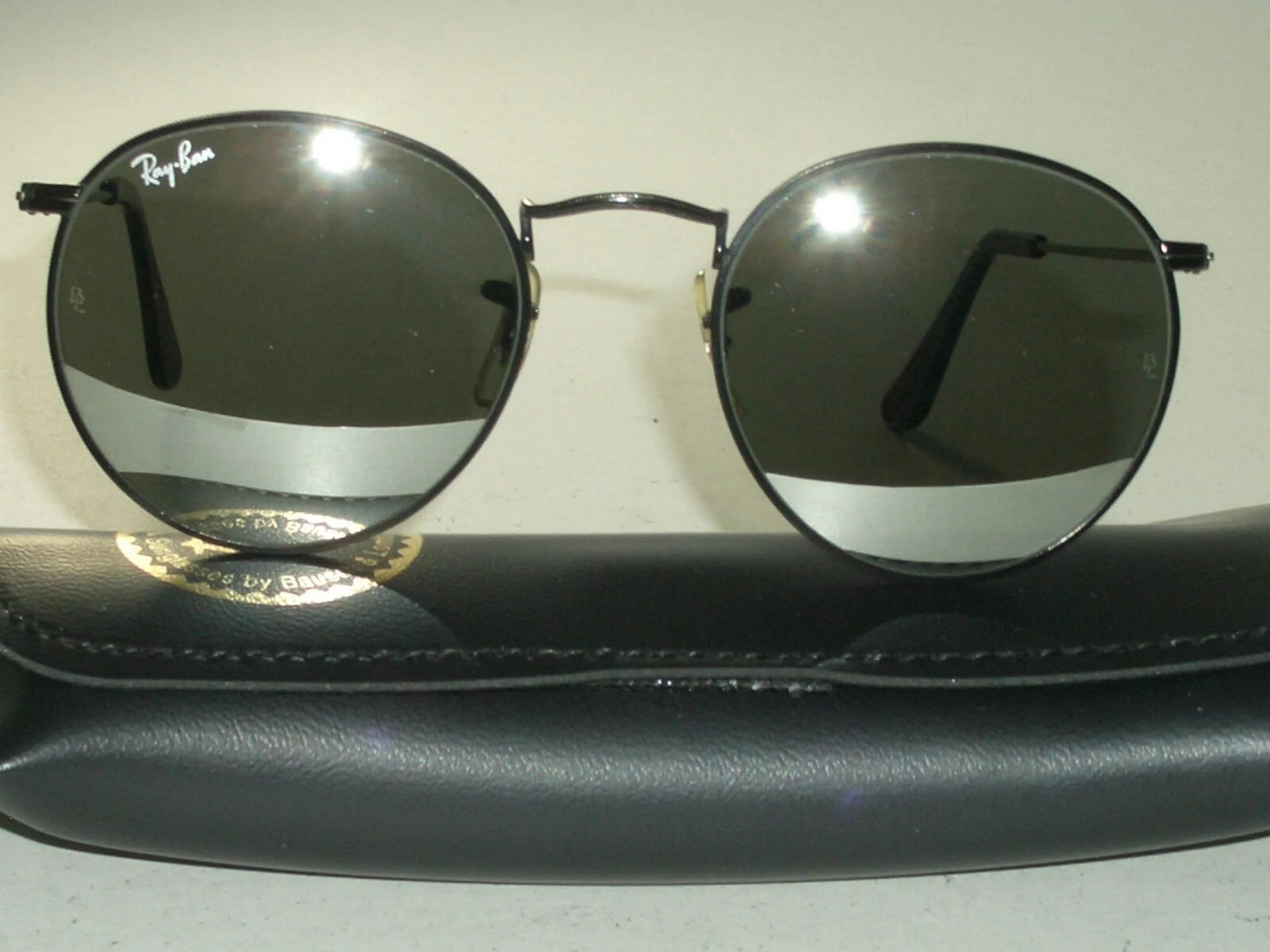 RAY BAN Occhiali da sole aviatore rotondi 50 mm B&L RAY BAN G31 UV NERO CROMO ARGENTO SPECCHIO COME NUOVI