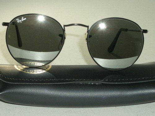 50mm B\u0026L ray ban G31 UV Nero Cromo Argento Specchio Rotondo Aviator Sole  Menta | eBay