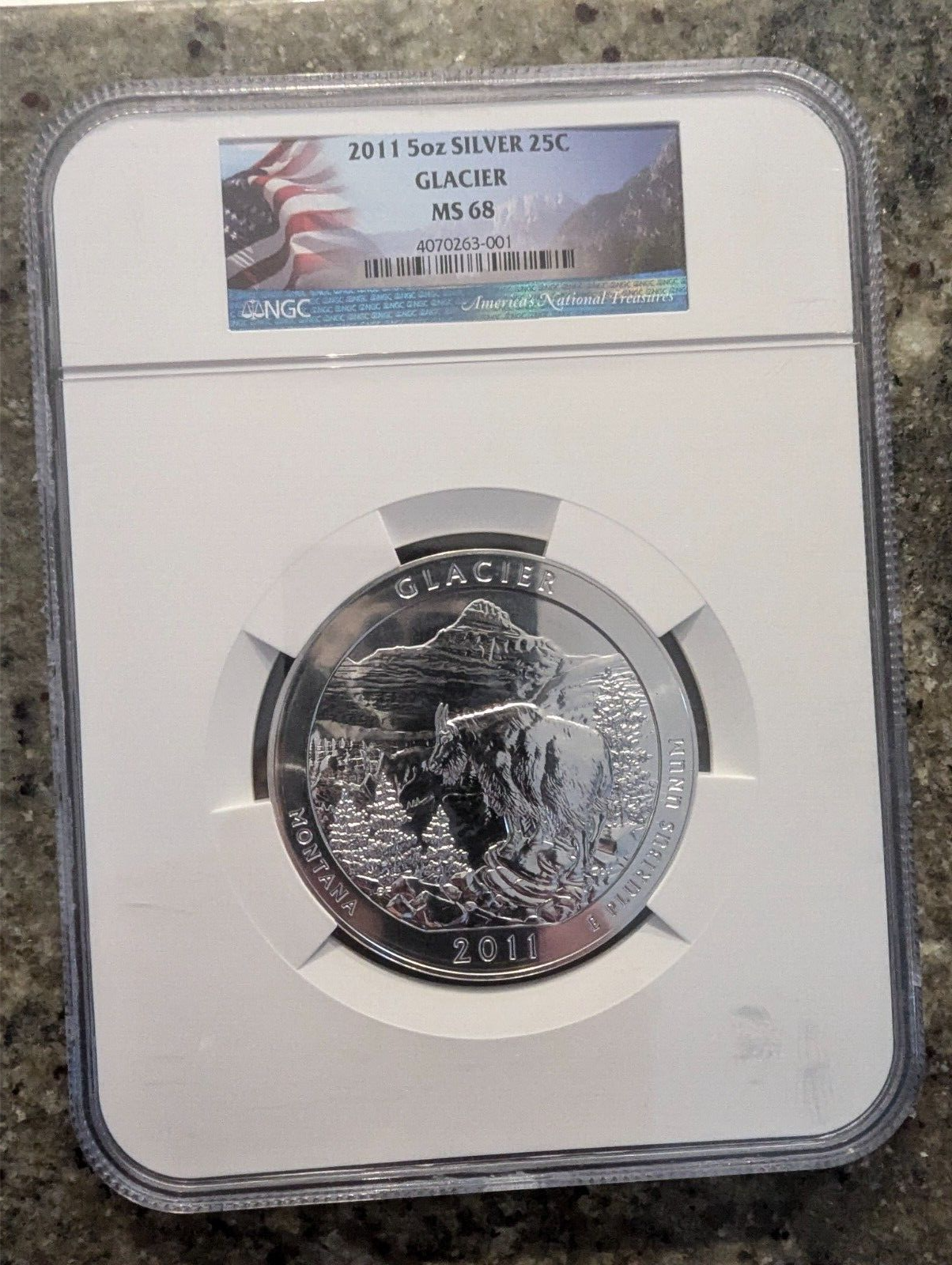 2011 MONTANA USA 5oz GLACIER MS68 mint
