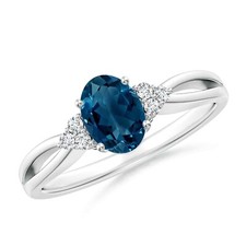 London Blue Topaz Stone Solitaire with Accents Ring Jewelry 925 Sterling Silver