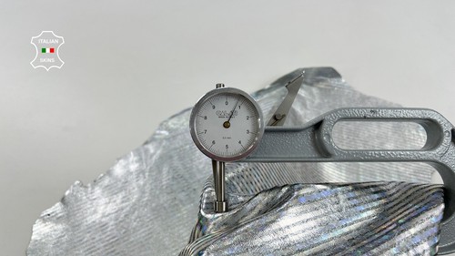 METALLIC HOLOGRAPHIC SILVER LINES PRINT Goatskin leather hides 5sqf 0.8mm C1218 - Picture 5 of 7
