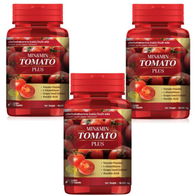 Tomato Plus Min & Min Gluta Red Jar Nourish Hair Nail Skin Health 35 g x 3