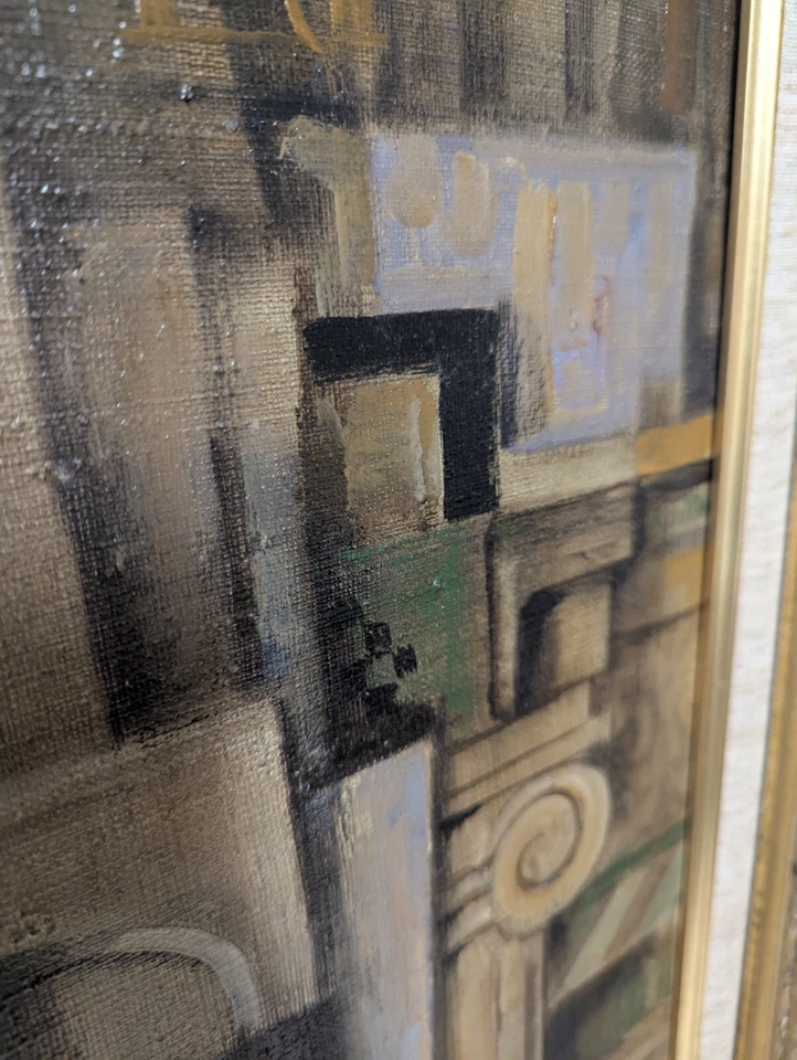 Violín pintura al óleo cubista firmado por Aram Koupetzian, artista listado Foto 4 de 4