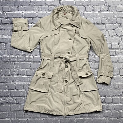Snow Image Utility Rain Jacket Size M Beige Belted Full Zip Old Money Country