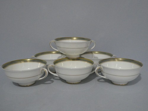 Royal Doulton Clarendon H4993 cremefarbene Suppenschüssel mit Griffen x 6 sehr guter Zustand