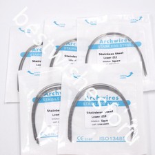 100x Dental Orthodontic Arch Wire Stainless Steel Round Square 012 14 16 18 020