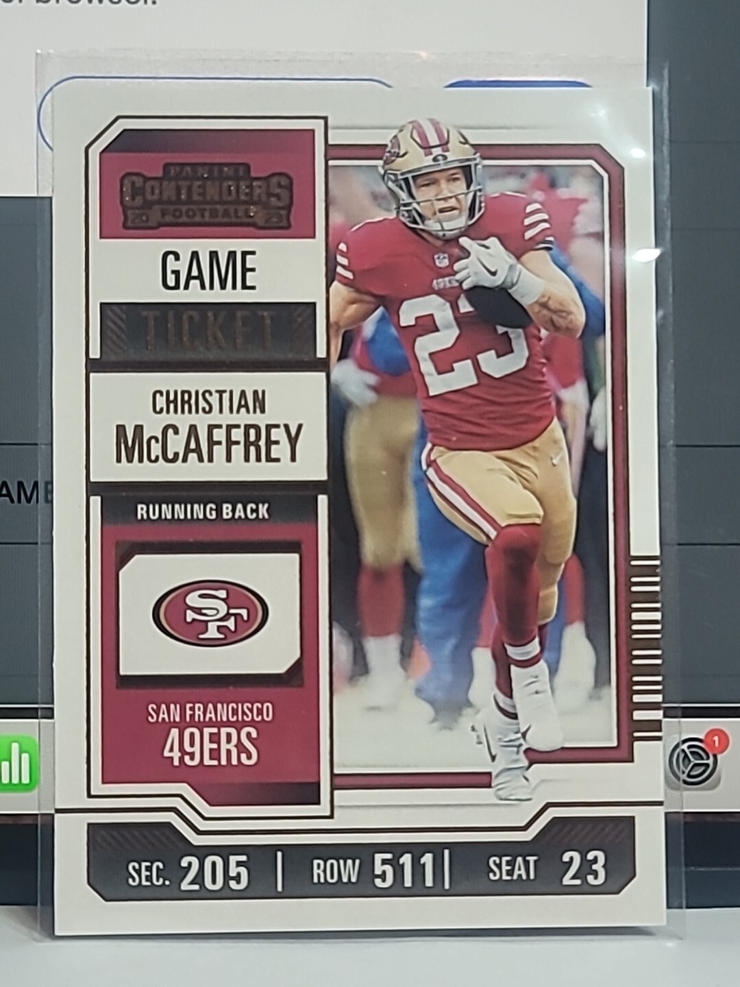 2023 Panini Contenders CHRISTIAN MCCAFFREY BRONZE GAME TICKET #87 SF 49ers