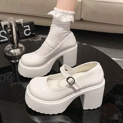 White platform online mary janes