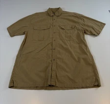 Simms Shirt Men's Large Beige Button Up Short Sleeve Fishing Outdoors Pockets