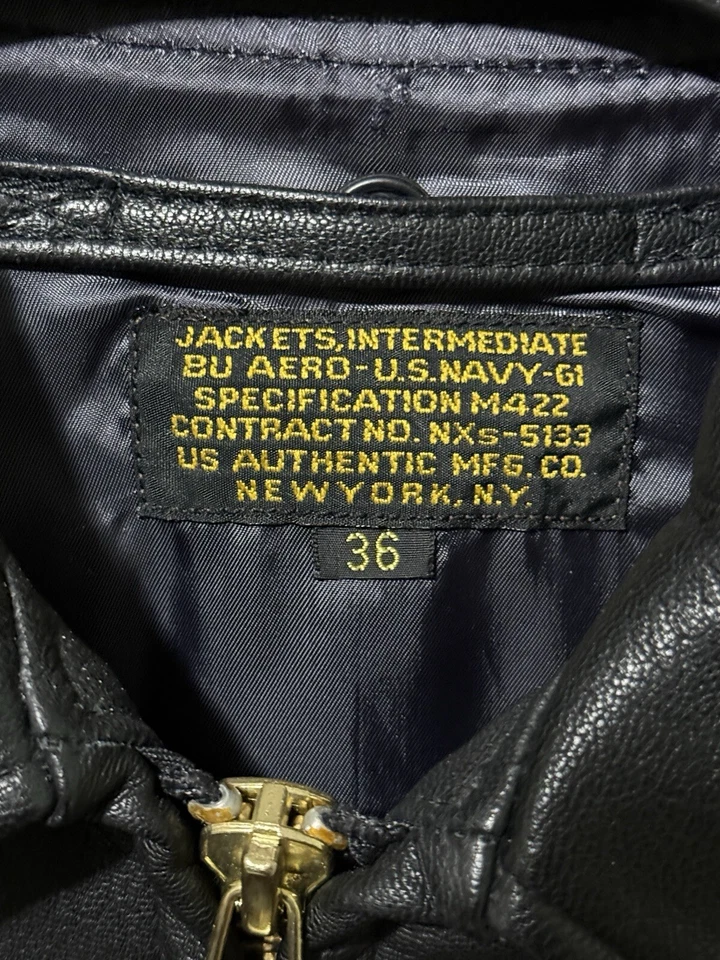 Top Gun G‑1 Bomber Jacket US Navy Genuine Leather M422 Flight Aviator Size  36 - Image 2 of 4
