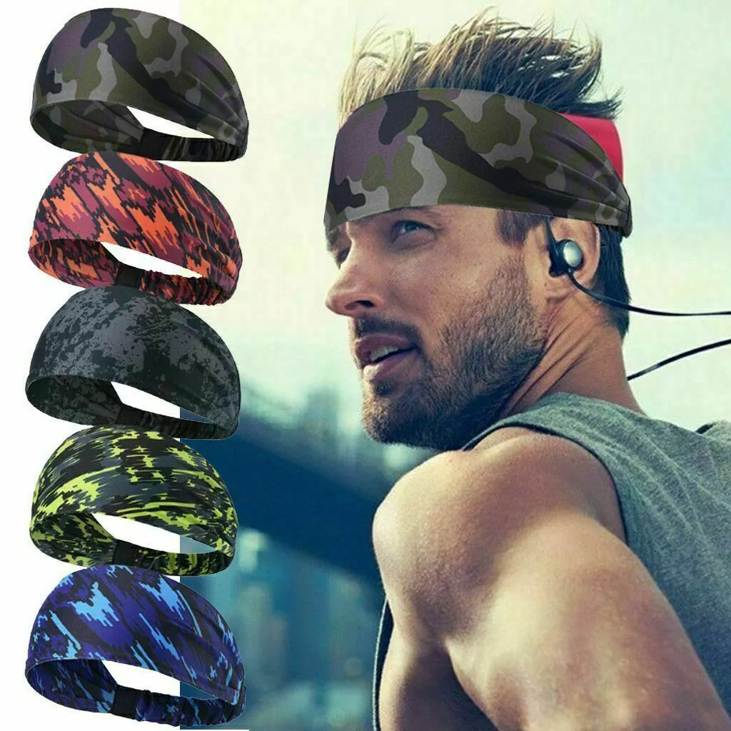 Men Women Sports Headband Bandana Exercise Workout Running Head Wrap Hair  Band