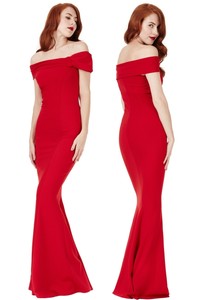 red bardot evening dress