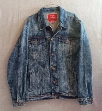 Red Label Patrol Jeans Mens Denim Trucker Jacket Blue Size XL Chest 52"