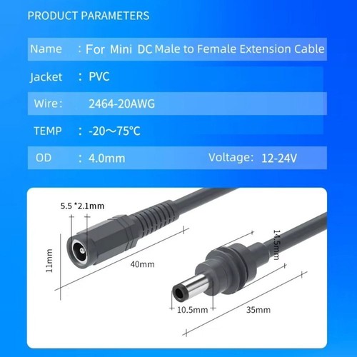 DC Male To Female DC Power Extension Cabel for Starlink Mini Travel - Picture 7 of 15