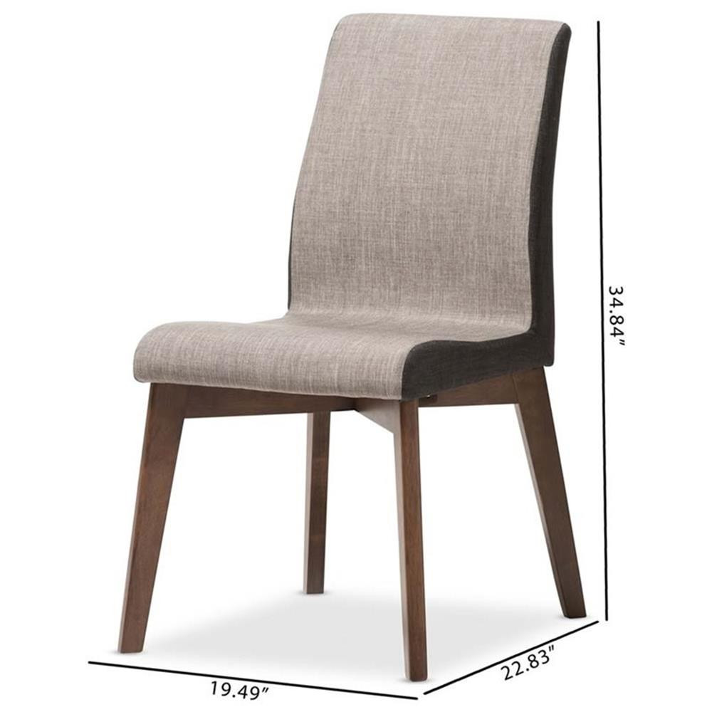 Baxton Studio Kimberly Upholstered Dining Chair in Gravel (Set of 2)